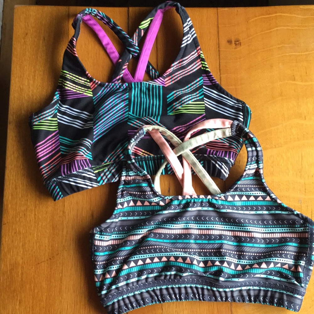 Retro cheer/sports bras with crisscross back